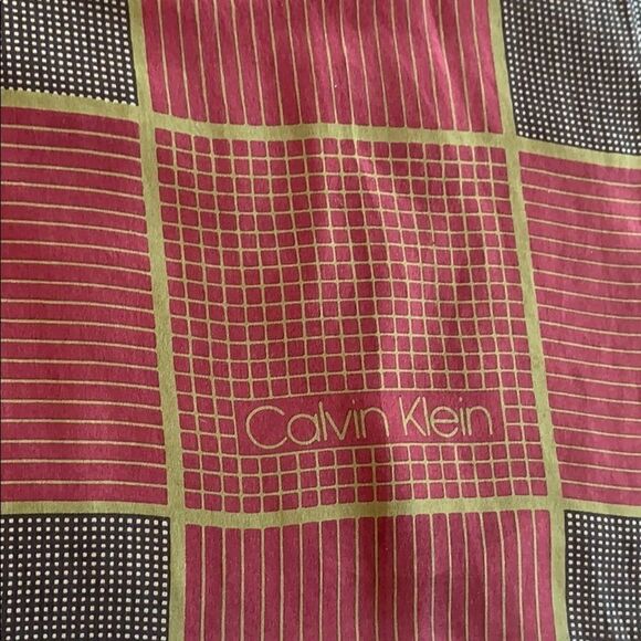 Calvin Klein silk geometric fringed scarf - Picture 1 of 9
